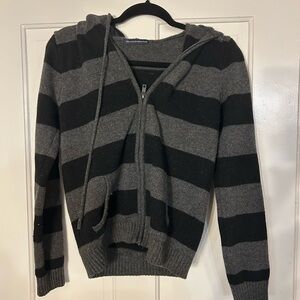Brandy Melville Zip-Up Sweater in Black and Gray
